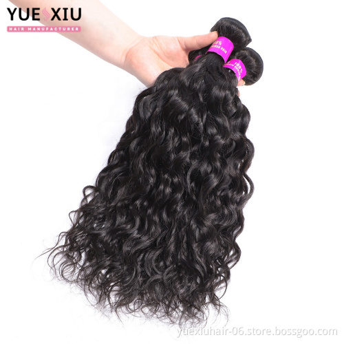 YX HAIR Water Wave Human Hair Bundles With Closure Brazilian Virgin Human Hair